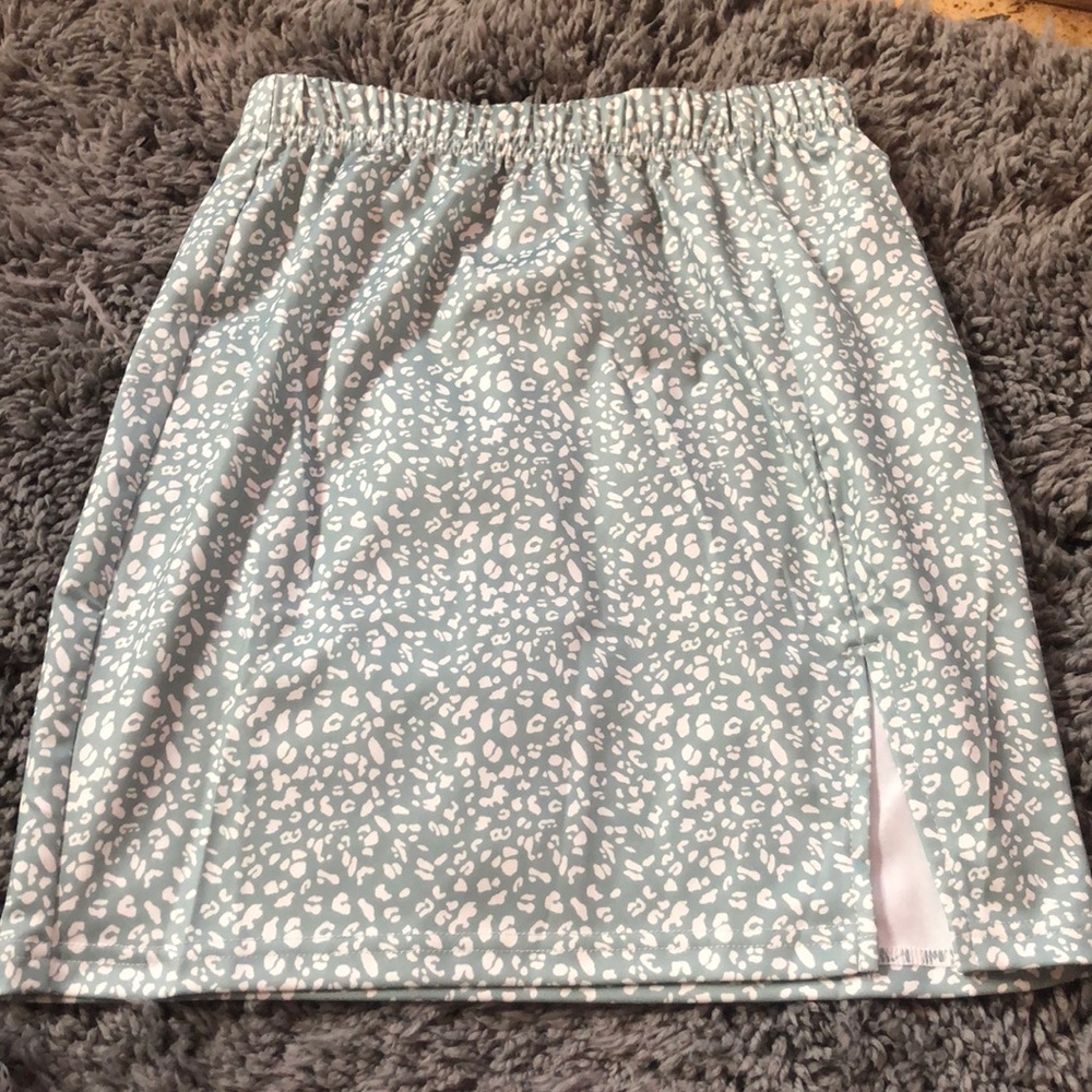 Shein green print skirt
